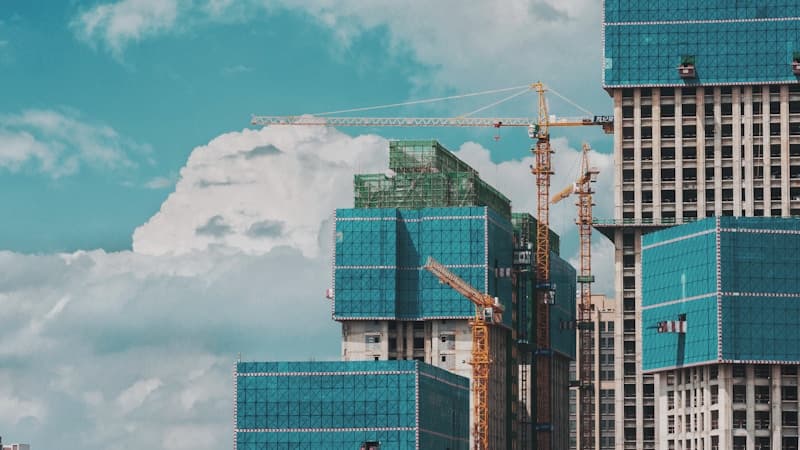 Construction site with cranes